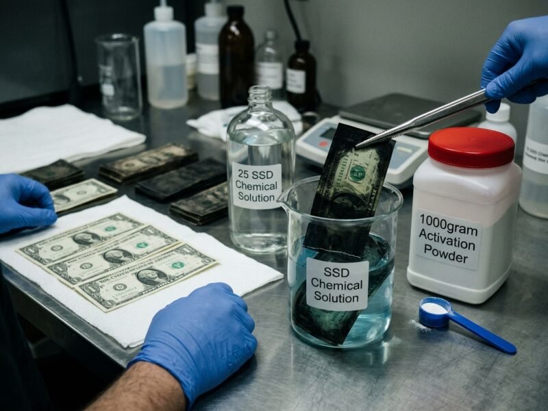 Servicio de limpieza de billetes negros, en Bolivia