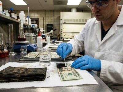 Servicio de limpieza de billetes negros, en Bolivia